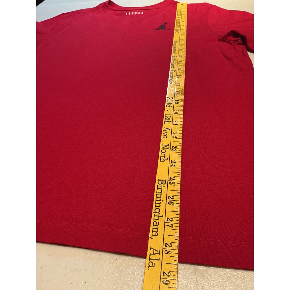 Jordan Mens Jumpman Logo Embroidered T-Shirt Red Black Size Large L Cotton‎ Tee - Picture 7 of 7